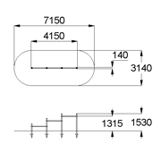 План-схема: 006445 - Тройной каскад турников для отжимания и подтягивания