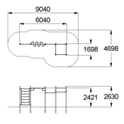 План-схема: 006452 - Комплекс из 5 турников, шведской стенки и рукохода зигзаг
