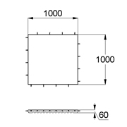 План-схема: 003566 - Коврик резиновый прямой 1000х1000х60 зеленый