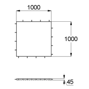 План-схема: 003543 - Коврик резиновый прямой 1000х1000х45 коричневый