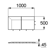 План-схема: 003575 - Коврик резиновый угол на две стороны правый 1000х500х45 зеленый
