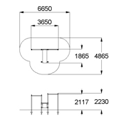 План-схема: 006450 - Комплекс из 2 турников и скамьи для пресса