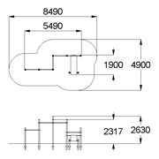 План-схема: 006460 - Комплекс из 5 турников и скамьи для пресса