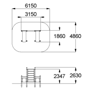 План-схема: 006462 - Комплекс из 2 скамеек для пресса и шведской стенки