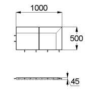 План-схема: 003573 - Коврик резиновый угол на две стороны левый 1000х500х45 коричневый