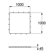 План-схема: 003549 - Коврик резиновый прямой 1000х1000х45 серый