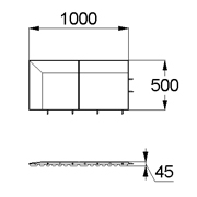 План-схема: 003572 - Коврик резиновый угол на две стороны правый 1000х500х45 коричневый