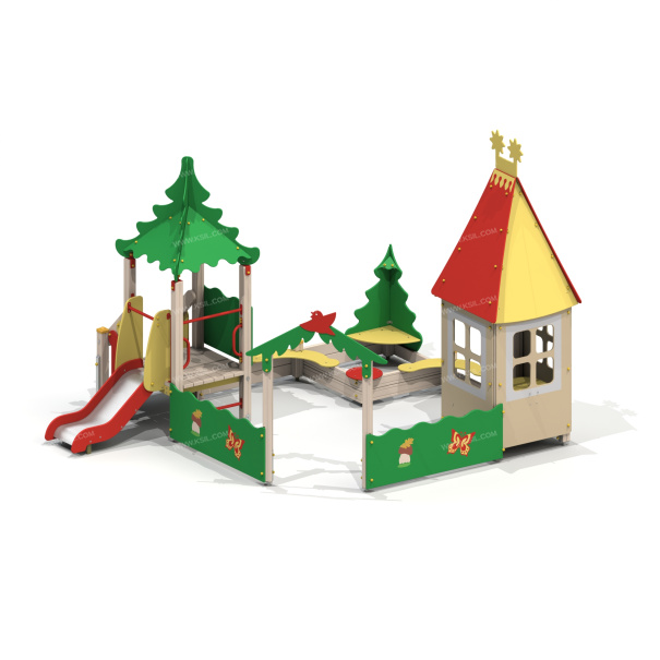 004280 - Песочный дворик с горкой «Домик на опушке» - детальное фото