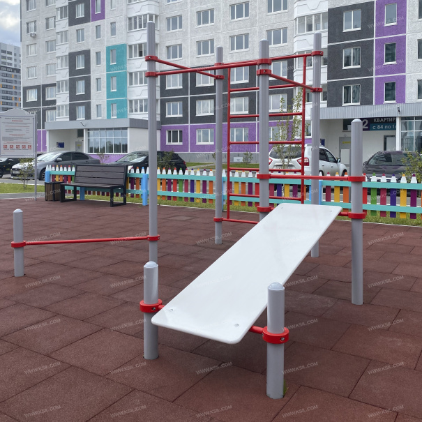 006454 - Комплекс из 3 турников шведской стенки скамьи для пресса и турника для отжимания - фото пример 1