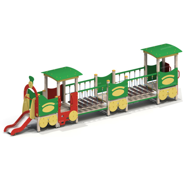 004421 - Детский игровой комплекс «Паровозик с двумя вагончиками» - детальное фото