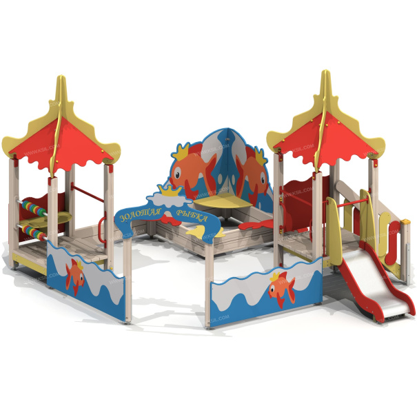 004282 - Песочный дворик с горкой «Золотая рыбка» - детальное фото