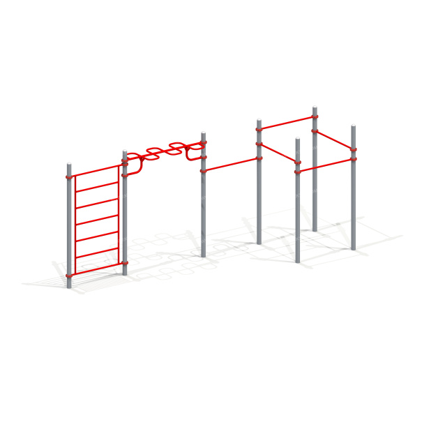 006452 - Комплекс из 5 турников, шведской стенки и рукохода зигзаг - детальное фото