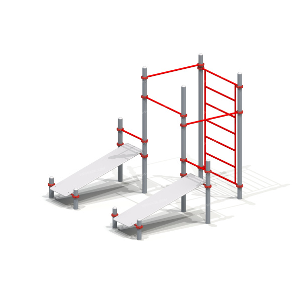 006457 - Комплекс из 3 турников, 2 скамеек для пресса и шведской стенки - детальное фото