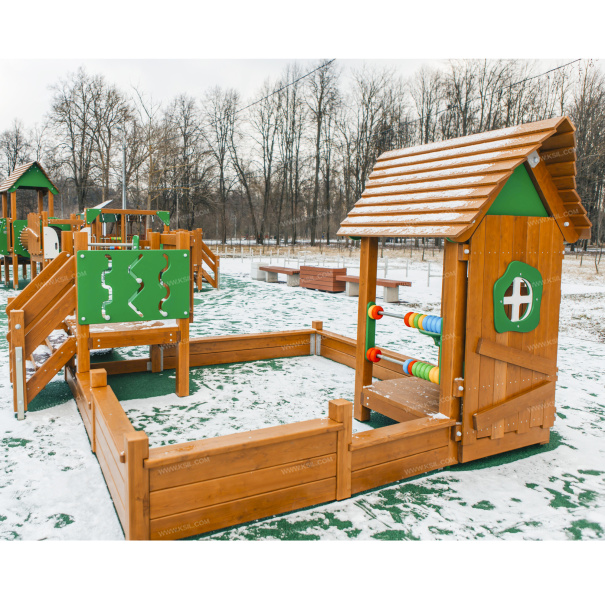 004357 - Песочный дворик с горкой «LARIX» - фото пример 1