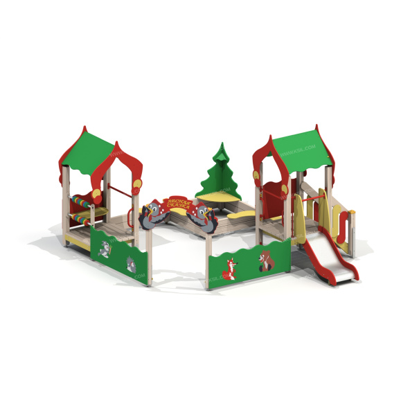 004281 - Песочный дворик с горкой «Лесная сказка» - детальное фото