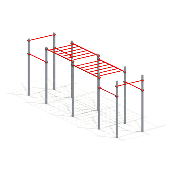 006458 - Рукоход двойной двухуровневый и 6 турников - детальное фото