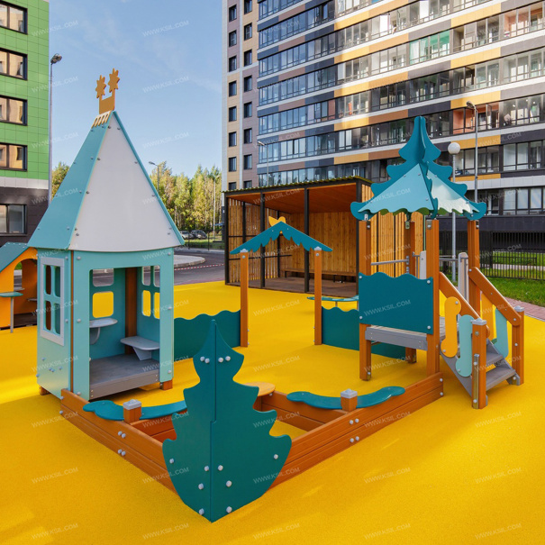 004285 - Песочный дворик с горкой «Опушка» - фото пример 1