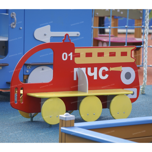 002411 - Скамейка детская «Пожарная машина МЧС» - фото пример 1
