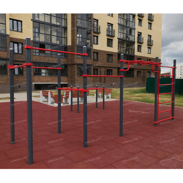 006452 - Комплекс из 5 турников, шведской стенки и рукохода зигзаг - фото пример 4