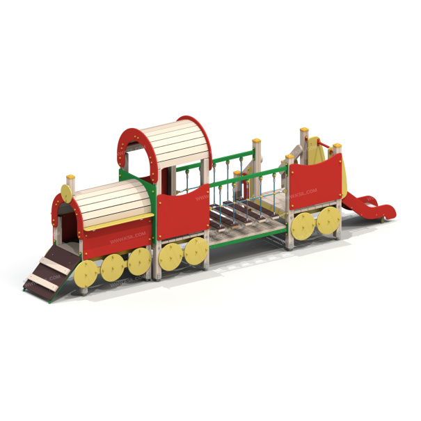 004425 - Детский игровой комплекс «Локомотив c вагончиком» - детальное фото
