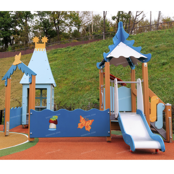 004280 - Песочный дворик с горкой «Домик на опушке» - фото пример 1