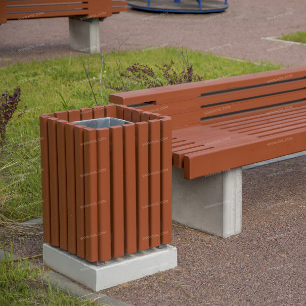 001311 - Урна деревянная с ж/б основанием - фото пример 1