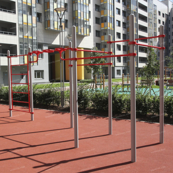 006452 - Комплекс из 5 турников, шведской стенки и рукохода зигзаг - фото пример 3