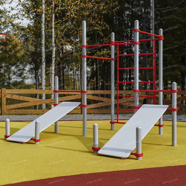 006457 - Комплекс из 3 турников, 2 скамеек для пресса и шведской стенки - фото пример 2