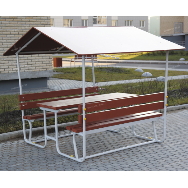 002604 - Стол со скамьями и навесом - фото пример 2