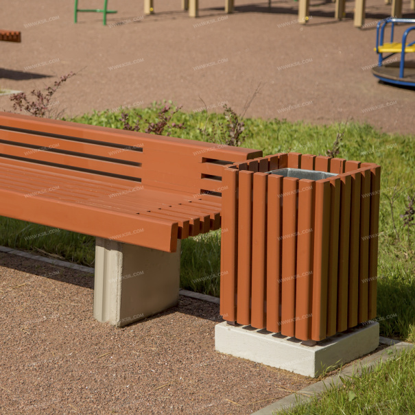 001311 - Урна деревянная с ж/б основанием - фото пример 2