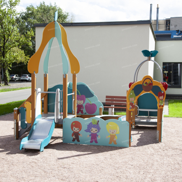 004278 - Песочный дворик с горкой «Фруктовый сад» - фото пример 1