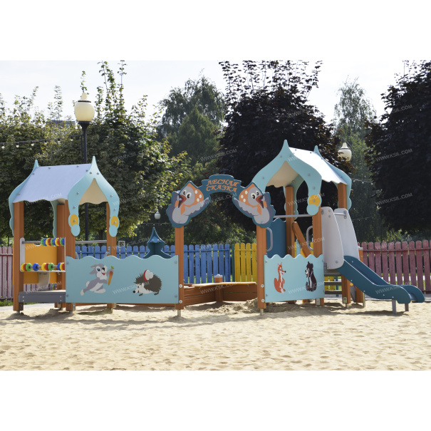 004281 - Песочный дворик с горкой «Лесная сказка» - фото пример 1