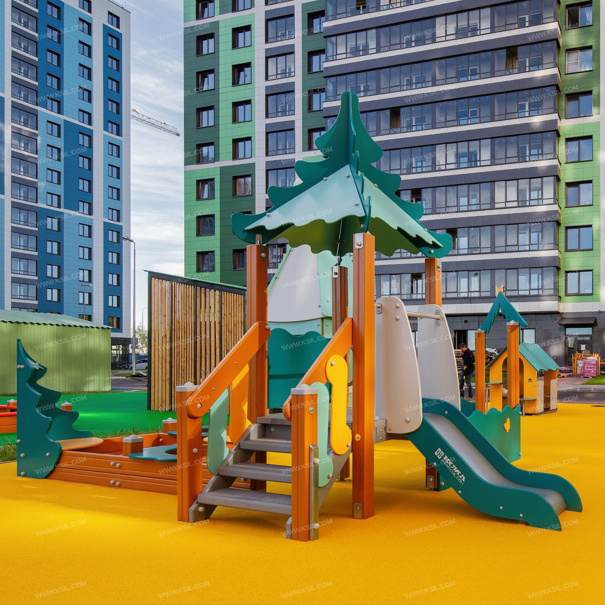 004285 - Песочный дворик с горкой «Опушка» - фото пример 2