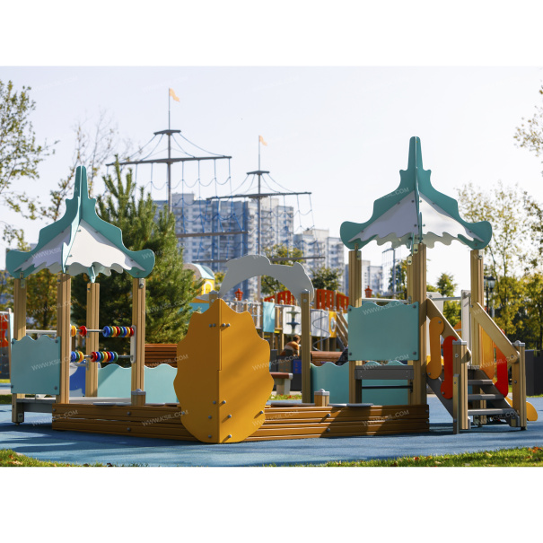 004286 - Песочный дворик с горкой «Коралл» - фото пример 1